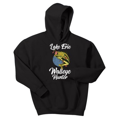 Funny Walleye Fishing Lake Erie Walleye Hunter Kids Hoodie