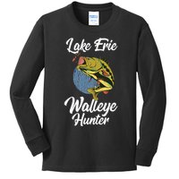 Funny Walleye Fishing Lake Erie Walleye Hunter Kids Long Sleeve Shirt