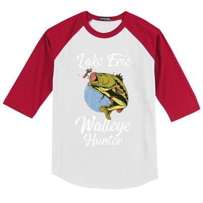 Funny Walleye Fishing Lake Erie Walleye Hunter Kids Colorblock Raglan Jersey