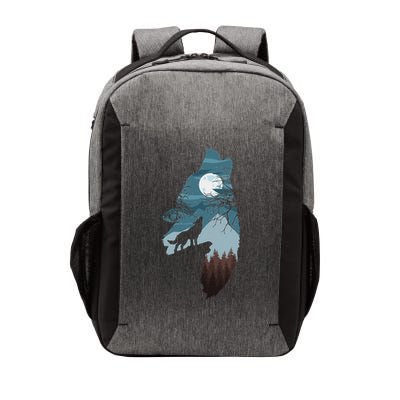 Forest With Full Moon And Cliff Of Silhouette Howling Wolf Vector Backpack