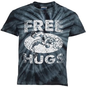 Funny Wrestling Funny Free Hugs Wrestling Gift Kids Tie-Dye T-Shirt