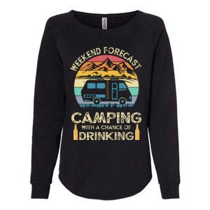 Funny Weekend Forecast Camping With A Chance Of Drinking Womens California Wash Sweatshirt