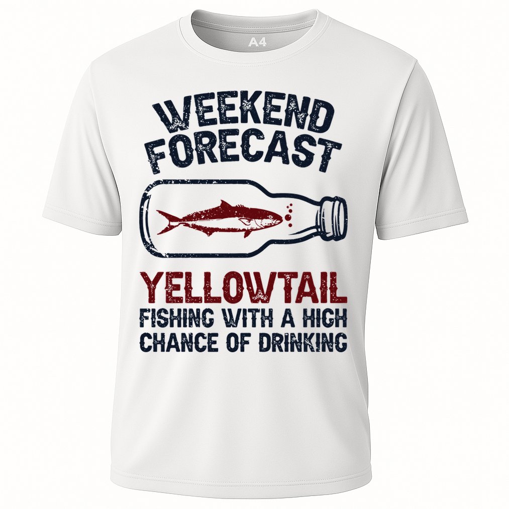 Fisher Weekend Forecast Fishing Fish Yellowtail Cooling Performance Crew T-Shirt