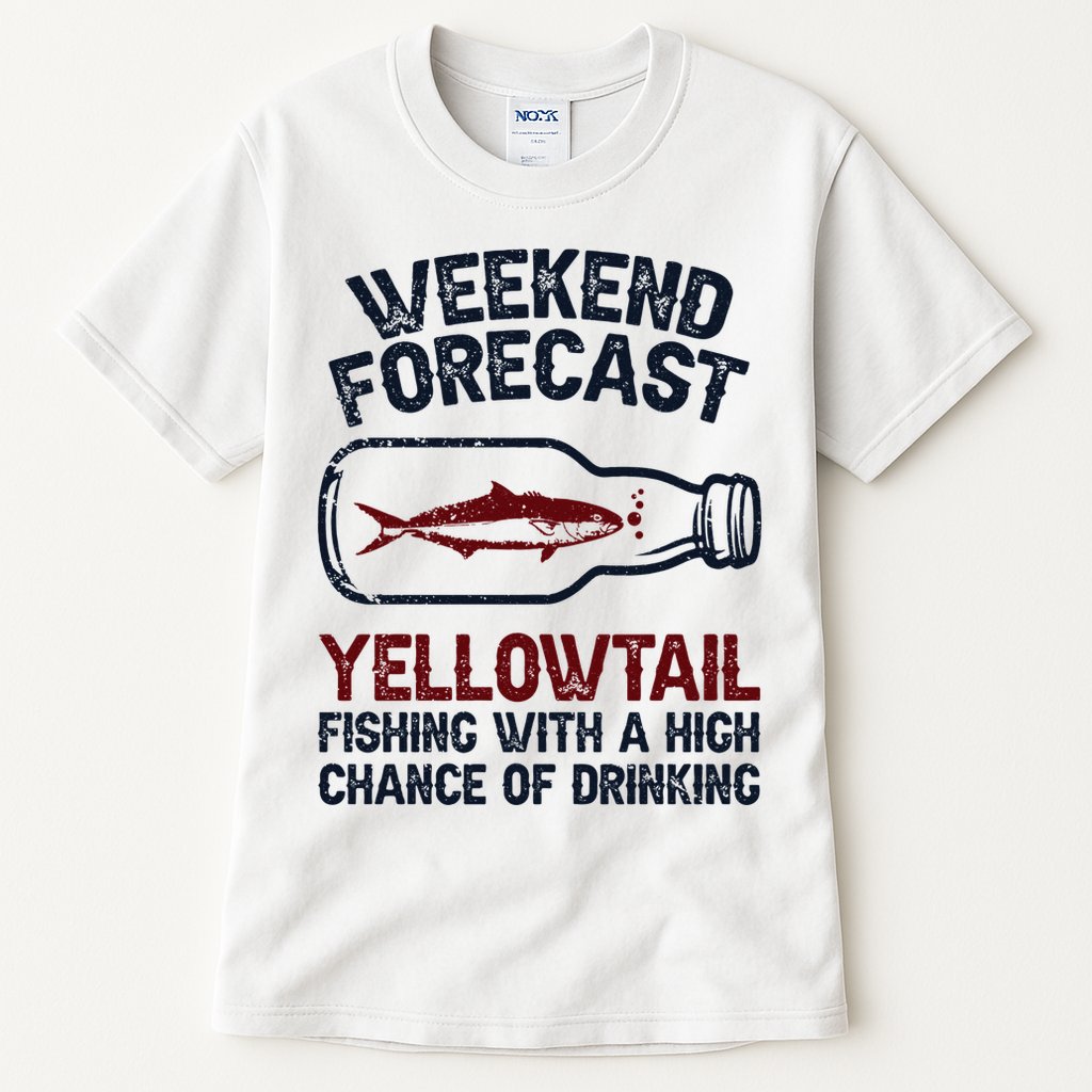 Fisher Weekend Forecast Fishing Fish Yellowtail Tall T-Shirt