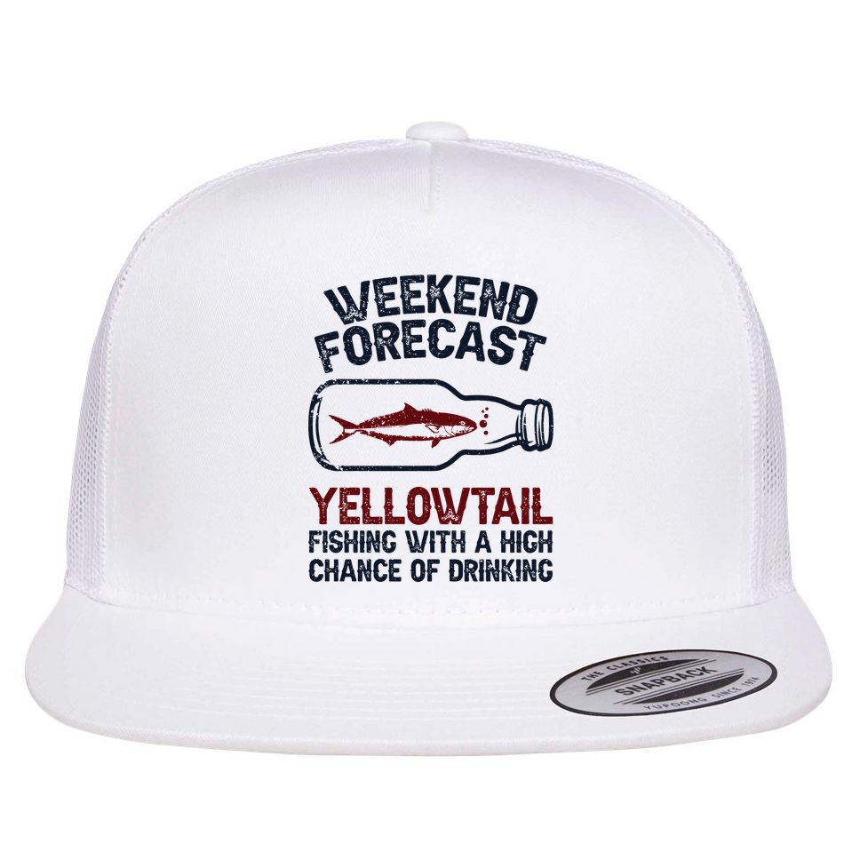 Fisher Weekend Forecast Fishing Fish Yellowtail Flat Bill Trucker Hat