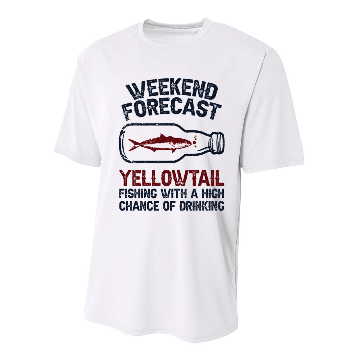 Fisher Weekend Forecast Fishing Fish Yellowtail Youth Performance Sprint T-Shirt