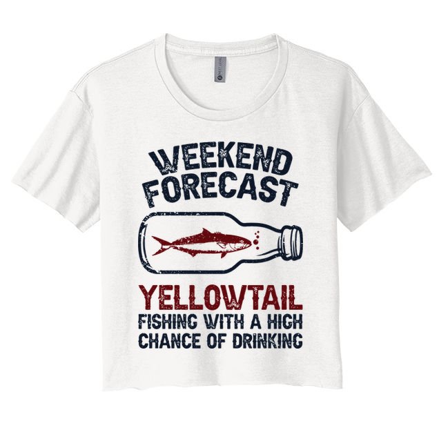 Fisher Weekend Forecast Fishing Fish Yellowtail Women's Crop Top Tee