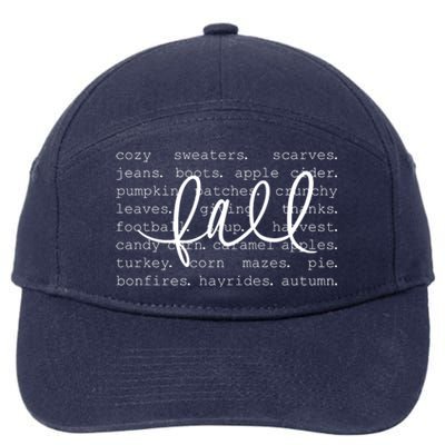 Fall Words 7-Panel Snapback Hat