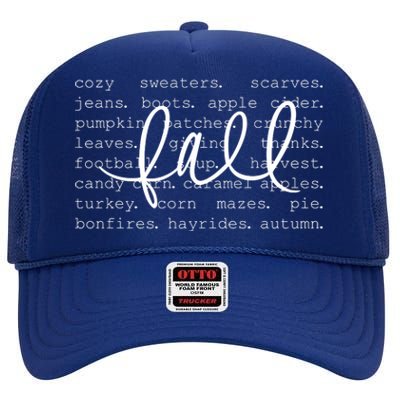 Fall Words High Crown Mesh Back Trucker Hat