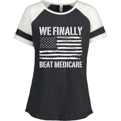 Funny We Finally Beat Medicare Enza Ladies Jersey Colorblock Tee