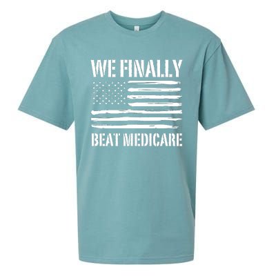 Funny We Finally Beat Medicare Sueded Cloud Jersey T-Shirt