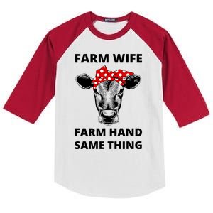 Farm Wife Farm Hand Same Thing Kids Colorblock Raglan Jersey