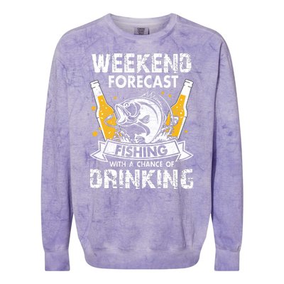 Funny Weekend Forcast Fishing With A Chance Of Drinking Colorblast Crewneck Sweatshirt