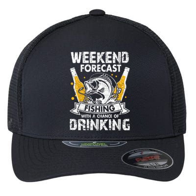 Funny Weekend Forcast Fishing With A Chance Of Drinking Flexfit Unipanel Trucker Cap