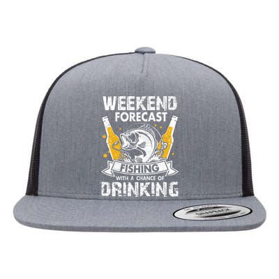 Funny Weekend Forcast Fishing With A Chance Of Drinking Flat Bill Trucker Hat