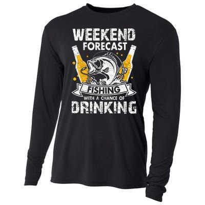 Funny Weekend Forcast Fishing With A Chance Of Drinking Cooling Performance Long Sleeve Crew