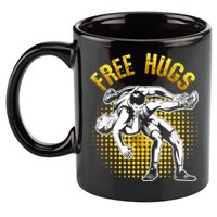 Funny Wrestling Free Hugs 11oz C Handle Ceramic Mug
