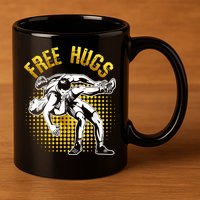 Funny Wrestling Free Hugs 11oz C Handle Ceramic Mug