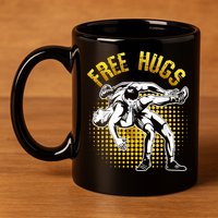 Funny Wrestling Free Hugs 11oz C Handle Ceramic Mug