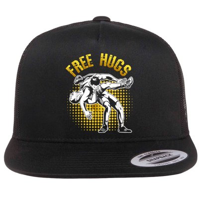Funny Wrestling Free Hugs Flatbill Hat