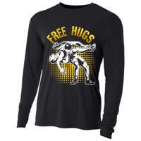 Funny Wrestling Free Hugs Cooling Performance Long Sleeve Crew