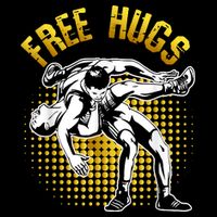 Funny Wrestling Free Hugs Cooling Performance Long Sleeve Crew