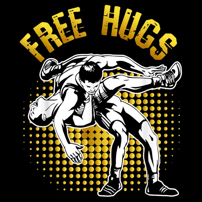Funny Wrestling Free Hugs Cooling Performance Long Sleeve Crew
