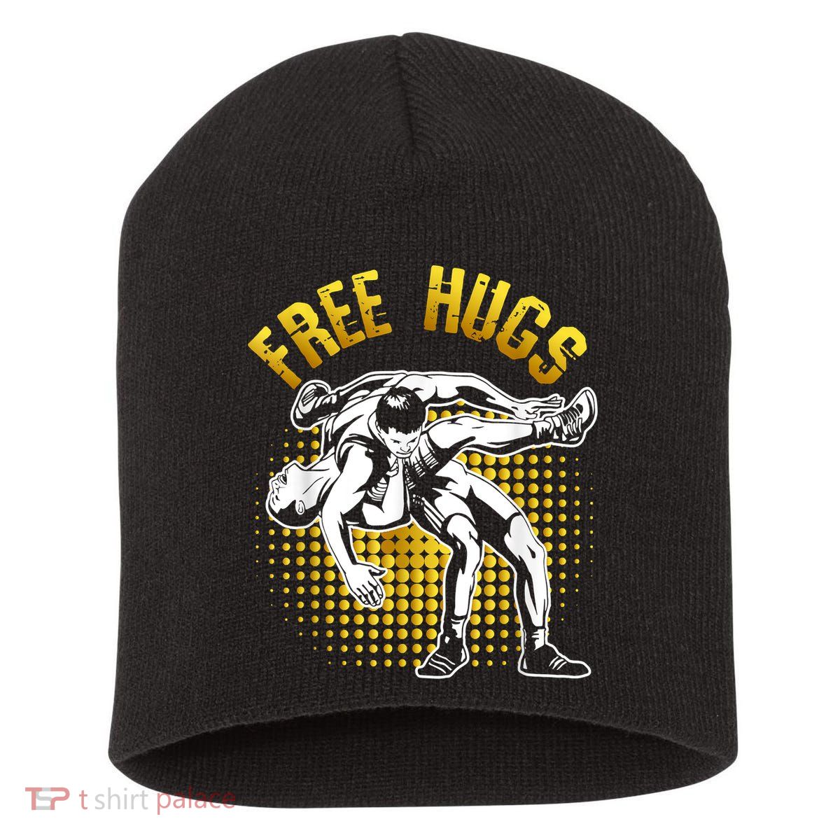 Funny Wrestling Free Hugs Short Acrylic Beanie