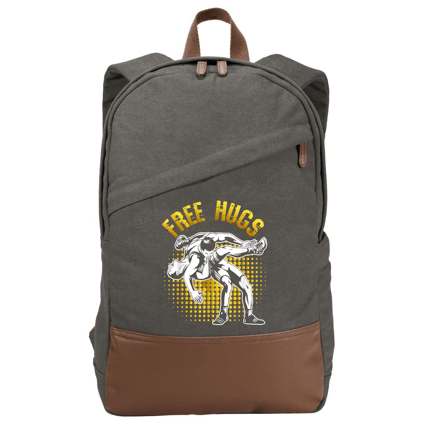 Funny Wrestling Free Hugs Cotton Canvas Backpack