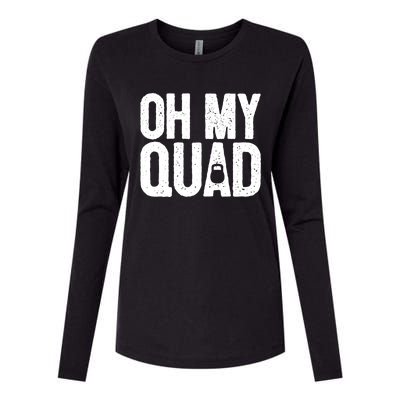 Funny Workout Fitness Saying Muscle Kettlebell I Oh My Quad Gift Womens Cotton Relaxed Long Sleeve T-Shirt