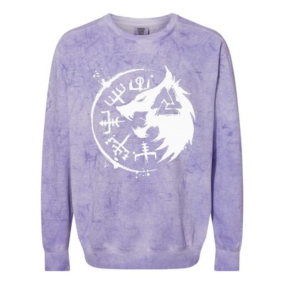 Fenrir Wolf Fenris Wolf Viking Vegvisir Valknut Colorblast Crewneck Sweatshirt