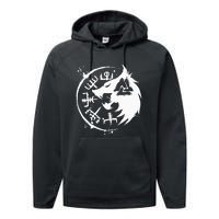 Fenrir Wolf Fenris Wolf Viking Vegvisir Valknut Performance Fleece Hoodie