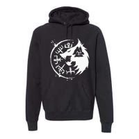 Fenrir Wolf Fenris Wolf Viking Vegvisir Valknut Premium Hoodie