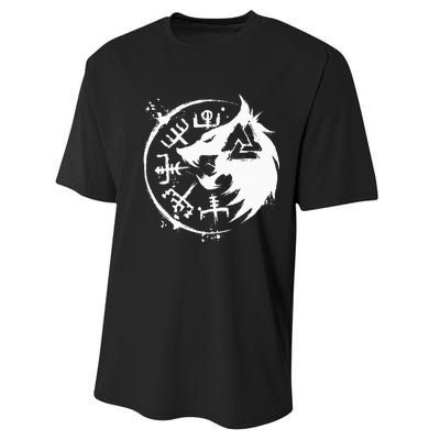 Fenrir Wolf Fenris Wolf Viking Vegvisir Valknut Performance Sprint T-Shirt