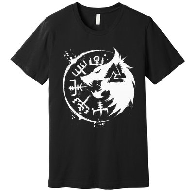 Fenrir Wolf Fenris Wolf Viking Vegvisir Valknut Premium T-Shirt