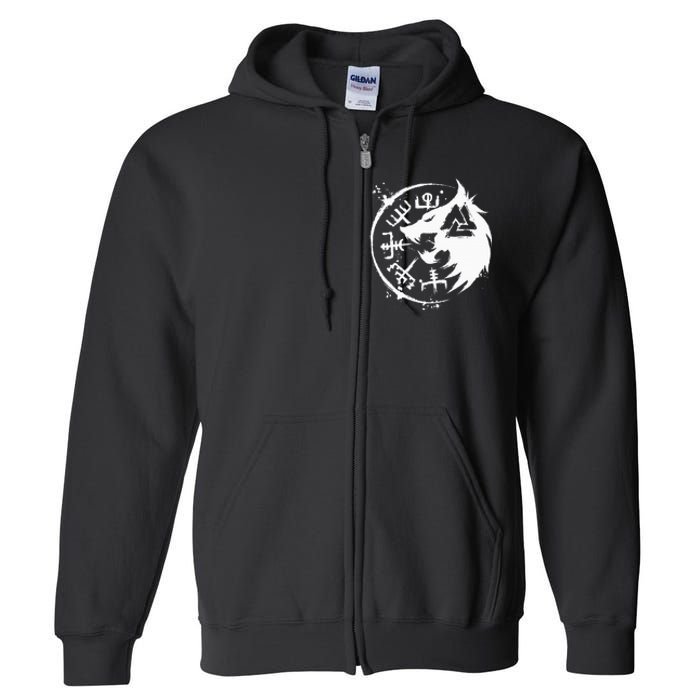 Fenrir Wolf Fenris Wolf Viking Vegvisir Valknut Full Zip Hoodie