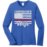 Firefighter's Wife Gift Ladies Long Sleeve Shirt