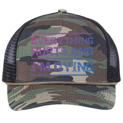 Funny Workout Great Gift: Everything Hurts And Im Dying Retro Rope Trucker Hat Cap