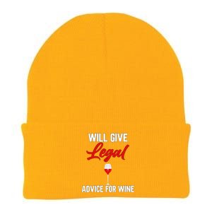 Funny Will Give Legal Advice Gift Wine Lover Lawyer Gift Knit Cap Winter Beanie