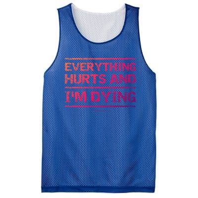 Funny Workout Great Gift: Everything Hurts And Im Dying Mesh Reversible Basketball Jersey Tank