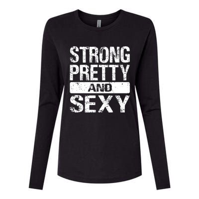 Fitness Workout Gym Weightlifting Gift Strong Pretty And Sexy Gift Womens Cotton Relaxed Long Sleeve T-Shirt