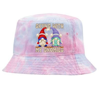 Funny Winter Gnome Ski Mom And Dad Skiing With My Gnomies Gift Tie-Dyed Bucket Hat