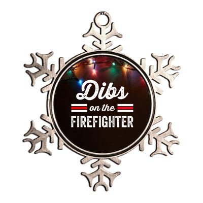 Firefighter Wife Great Gift Friend Dibs On Firefighter Funny Gift Metallic Star Ornament