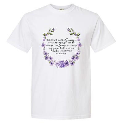 Floral Women Girl God Grant Me The Serenity Prayer Spiritu Garment-Dyed Heavyweight T-Shirt