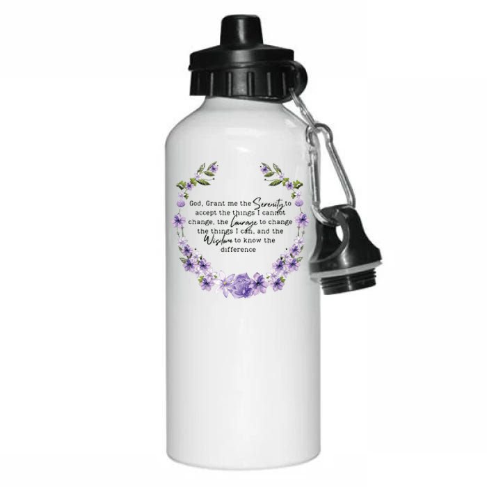 Floral Women Girl God Grant Me The Serenity Prayer Spiritu Aluminum Water Bottle 