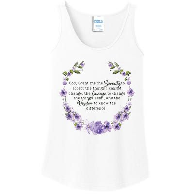 Floral Women Girl God Grant Me The Serenity Prayer Spiritu Ladies Essential Tank