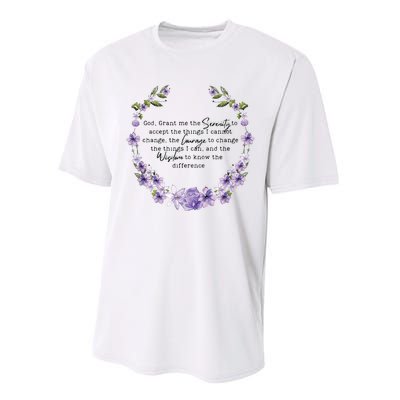 Floral Women Girl God Grant Me The Serenity Prayer Spiritu Performance Sprint T-Shirt