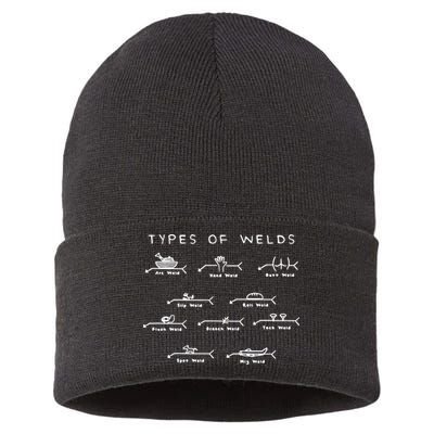 Funny Welding Gifts Ten Types Of Welds Welding Humor Sustainable Knit Beanie