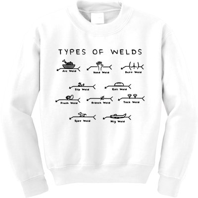 Funny Welding Gifts Ten Types Of Welds Welding Humor Kids Sweatshirt
