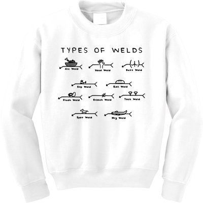 Funny Welding Gifts Ten Types Of Welds Welding Humor Kids Sweatshirt